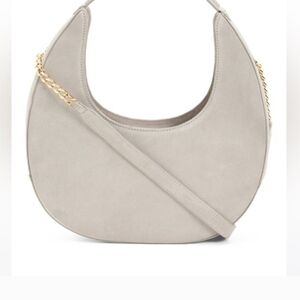 Amerai Crescent Moon Purse With Removable Shoulder Strap Gray Suede NWOT